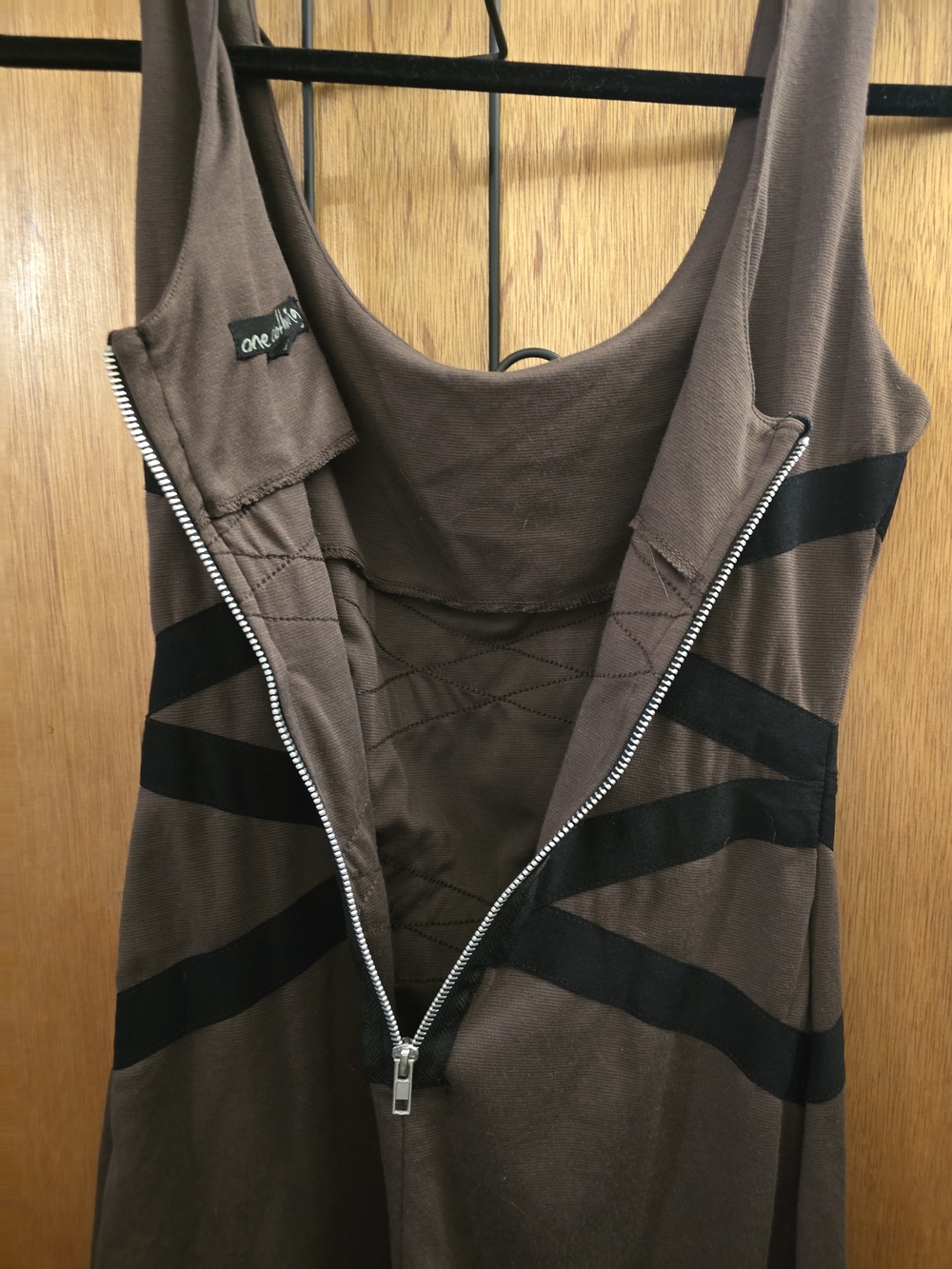 one clothing Brown Mini Dress with Black Strap Detail - Picture 7 of 7